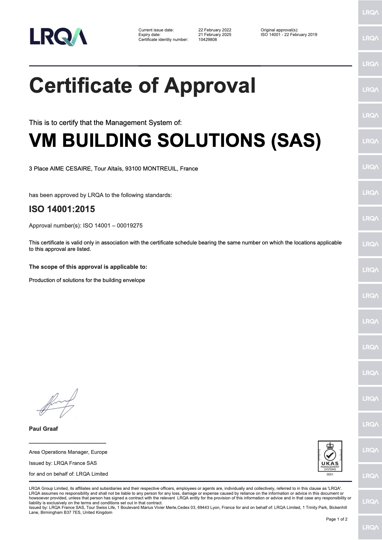 ISO14001v2015 - certificat EN-new
